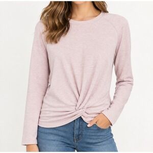 Lululemon Tuck & Gather Pullover Women 10 Pink Heathered Long Sleeve Activewear